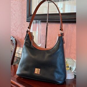 Dooney & Bourke Pebble Grain Hobo Handbag in Black w/ Matching Wallet (2 pieces)